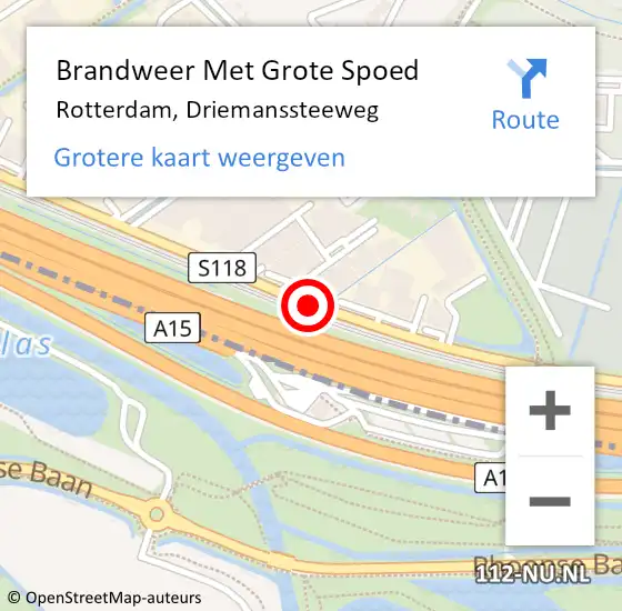 Locatie op kaart van de 112 melding: Brandweer Met Grote Spoed Naar Rotterdam, Driemanssteeweg op 28 oktober 2018 17:09