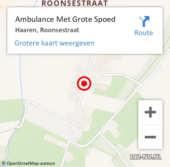 Locatie op kaart van de 112 melding: Ambulance Met Grote Spoed Naar Haaren, Roonsestraat op 28 oktober 2018 22:13