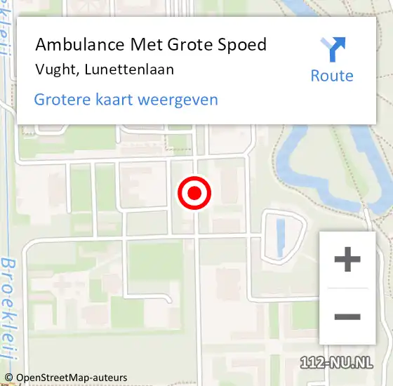 Locatie op kaart van de 112 melding: Ambulance Met Grote Spoed Naar Vught, Lunettenlaan op 28 oktober 2018 22:14