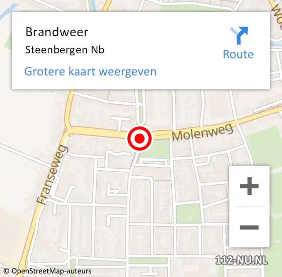 Locatie op kaart van de 112 melding: Brandweer Steenbergen Nb op 29 oktober 2018 00:12