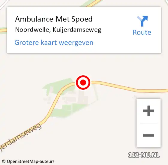 Locatie op kaart van de 112 melding: Ambulance Met Spoed Naar Noordwelle, Kuijerdamseweg op 29 oktober 2018 03:42