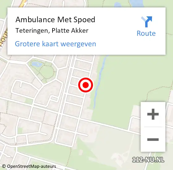 Locatie op kaart van de 112 melding: Ambulance Met Spoed Naar Teteringen, Platte Akker op 29 oktober 2018 06:25
