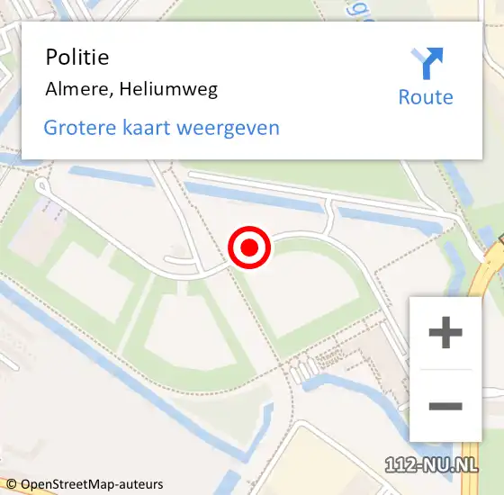 Locatie op kaart van de 112 melding: Politie Almere, Heliumweg op 29 oktober 2018 08:26