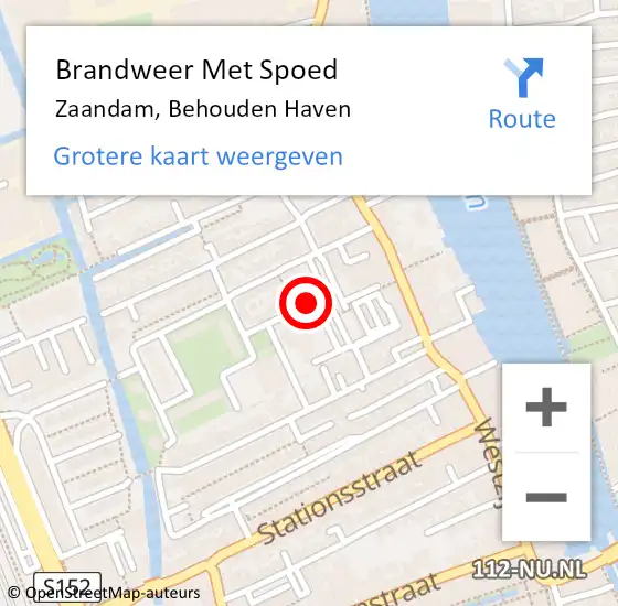 Locatie op kaart van de 112 melding: Brandweer Met Spoed Naar Zaandam, Behouden Haven op 29 oktober 2018 09:19