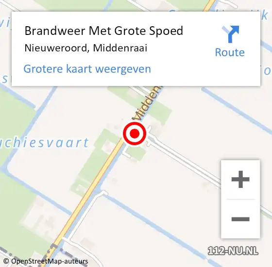 Locatie op kaart van de 112 melding: Brandweer Met Grote Spoed Naar Nieuweroord, Middenraai op 29 oktober 2018 11:52