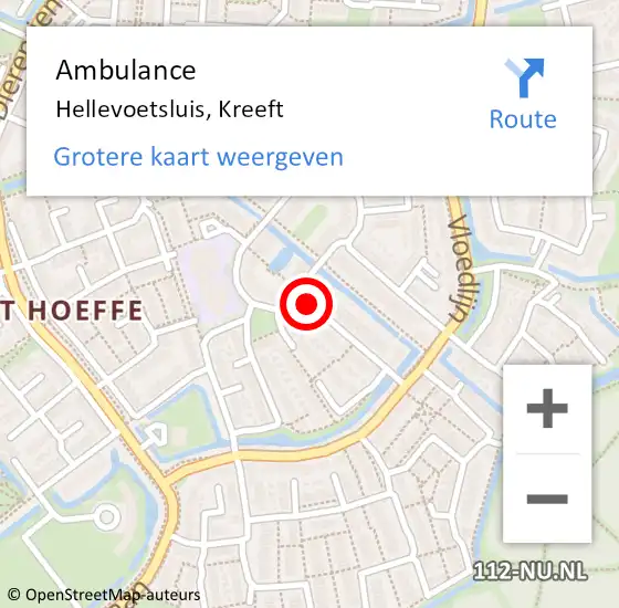 Locatie op kaart van de 112 melding: Ambulance Hellevoetsluis, Kreeft op 29 oktober 2018 12:58