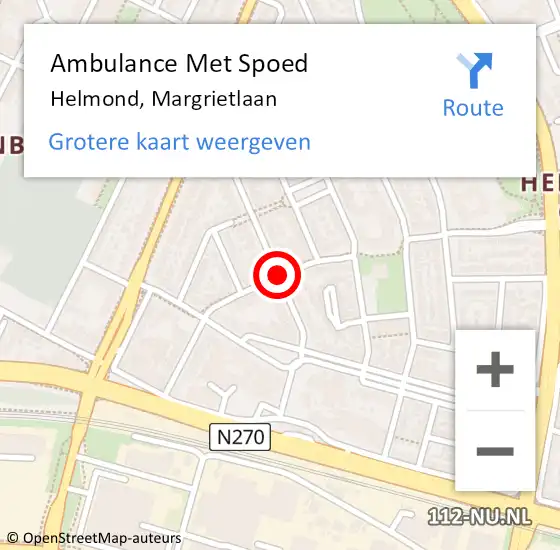 Locatie op kaart van de 112 melding: Ambulance Met Spoed Naar Helmond, Margrietlaan op 29 oktober 2018 17:08