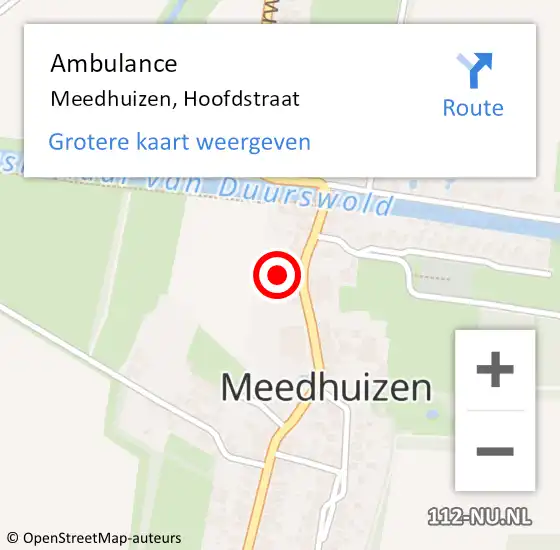 Locatie op kaart van de 112 melding: Ambulance Meedhuizen, Hoofdstraat op 13 maart 2014 09:19