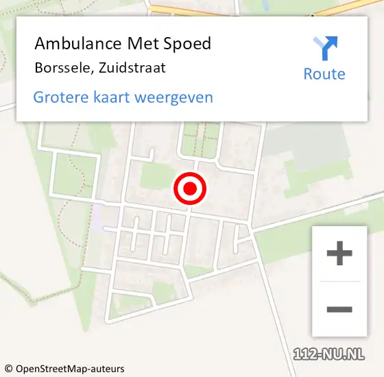 Locatie op kaart van de 112 melding: Ambulance Met Spoed Naar Borssele, Zuidstraat op 29 oktober 2018 21:25