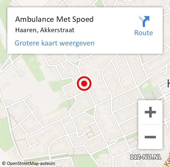 Locatie op kaart van de 112 melding: Ambulance Met Spoed Naar Haaren, Akkerstraat op 30 oktober 2018 02:04