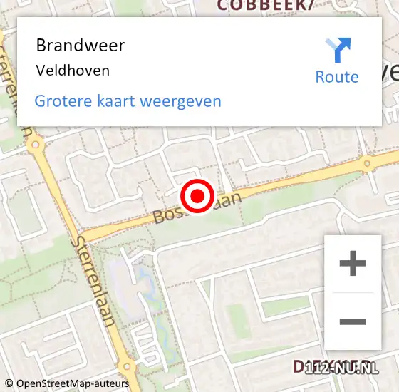 Locatie op kaart van de 112 melding: Brandweer Veldhoven op 30 oktober 2018 06:52