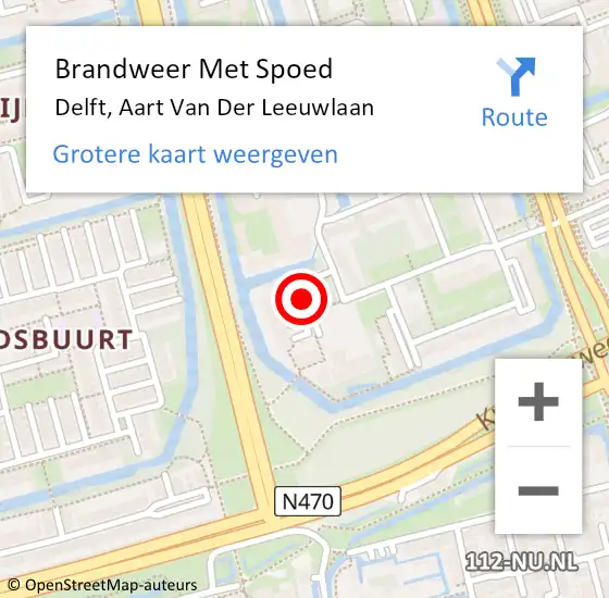 Locatie op kaart van de 112 melding: Brandweer Met Spoed Naar Delft, Aart Van Der Leeuwlaan op 30 oktober 2018 08:22
