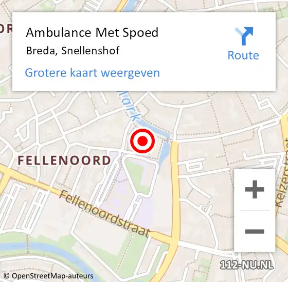 Locatie op kaart van de 112 melding: Ambulance Met Spoed Naar Breda, Snellenshof op 30 oktober 2018 10:59
