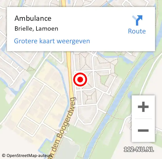 Locatie op kaart van de 112 melding: Ambulance Brielle, Lamoen op 30 oktober 2018 12:28