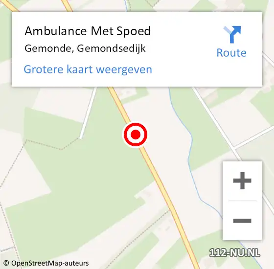 Locatie op kaart van de 112 melding: Ambulance Met Spoed Naar Gemonde, Gemondsedijk op 30 oktober 2018 14:45