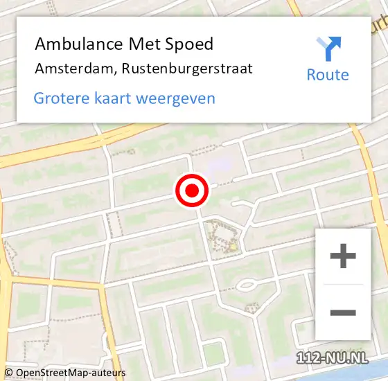 Locatie op kaart van de 112 melding: Ambulance Met Spoed Naar Amsterdam, Rustenburgerstraat op 30 oktober 2018 15:13