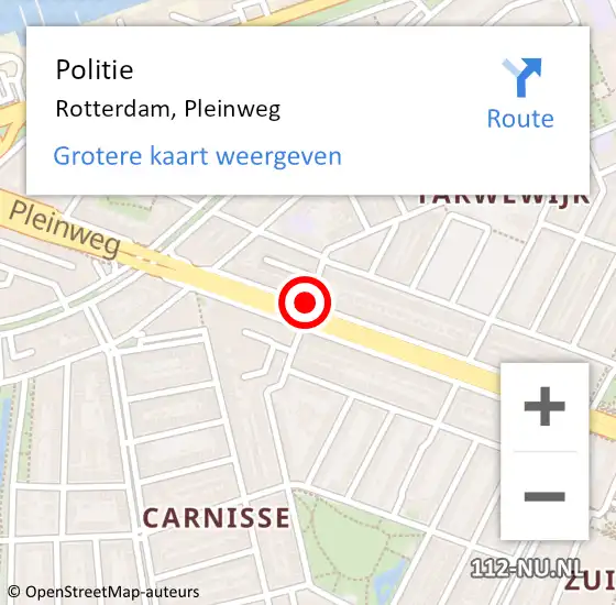 Locatie op kaart van de 112 melding: Politie Rotterdam, Pleinweg op 30 oktober 2018 16:58