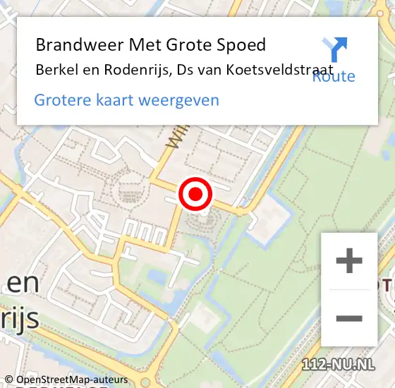 Locatie op kaart van de 112 melding: Brandweer Met Grote Spoed Naar Berkel en Rodenrijs, Van Koetsveldstraat op 30 oktober 2018 17:51