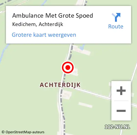 Locatie op kaart van de 112 melding: Ambulance Met Grote Spoed Naar Kedichem, Achterdijk op 30 oktober 2018 20:03