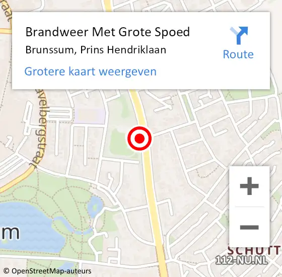 Locatie op kaart van de 112 melding: Brandweer Met Grote Spoed Naar Brunssum, Prins Hendriklaan op 31 oktober 2018 15:25