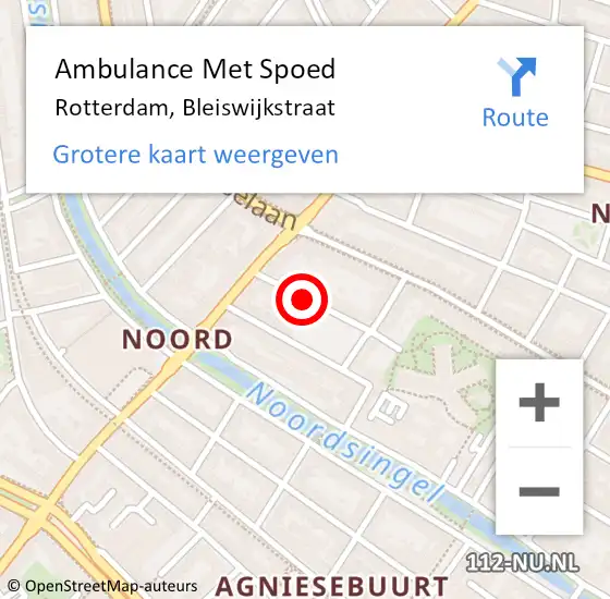 Locatie op kaart van de 112 melding: Ambulance Met Spoed Naar Rotterdam, Bleiswijkstraat op 31 oktober 2018 19:52