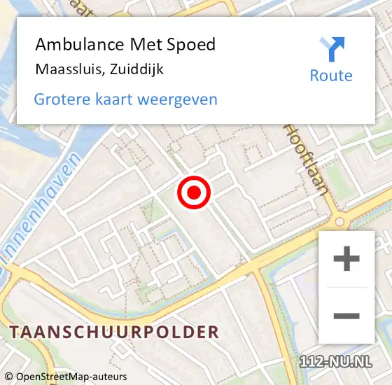 Locatie op kaart van de 112 melding: Ambulance Met Spoed Naar Maassluis, Zuiddijk op 1 november 2018 10:45