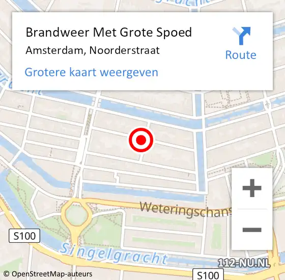 Locatie op kaart van de 112 melding: Brandweer Met Grote Spoed Naar Amsterdam, Noorderstraat op 1 november 2018 12:16