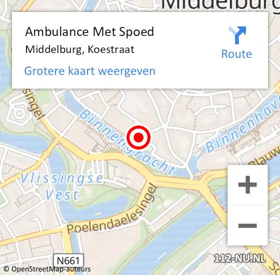 Locatie op kaart van de 112 melding: Ambulance Met Spoed Naar Middelburg, Koestraat op 1 november 2018 13:34