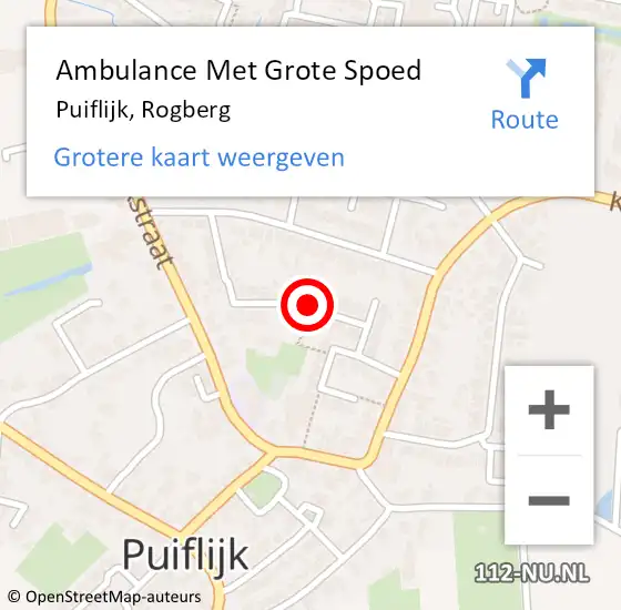 Locatie op kaart van de 112 melding: Ambulance Met Grote Spoed Naar Puiflijk, Rogberg op 1 november 2018 18:53