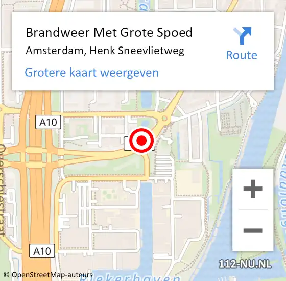 Locatie op kaart van de 112 melding: Brandweer Met Grote Spoed Naar Amsterdam, Henk Sneevlietweg op 1 november 2018 19:26