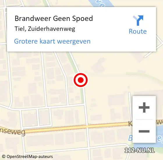 Locatie op kaart van de 112 melding: Brandweer Geen Spoed Naar Tiel, Zuiderhavenweg op 1 november 2018 19:35