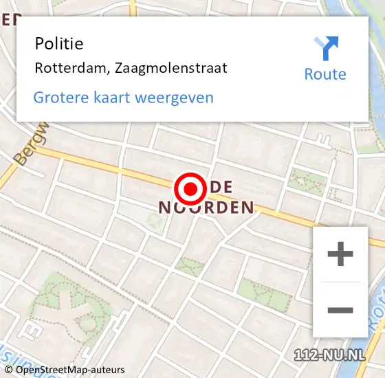 Locatie op kaart van de 112 melding: Politie Rotterdam, Zaagmolenstraat op 1 november 2018 21:49