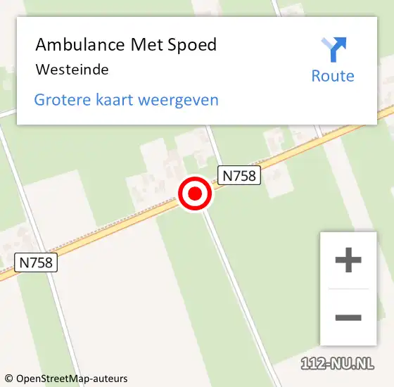 Locatie op kaart van de 112 melding: Ambulance Met Spoed Naar Westeinde op 1 november 2018 22:54