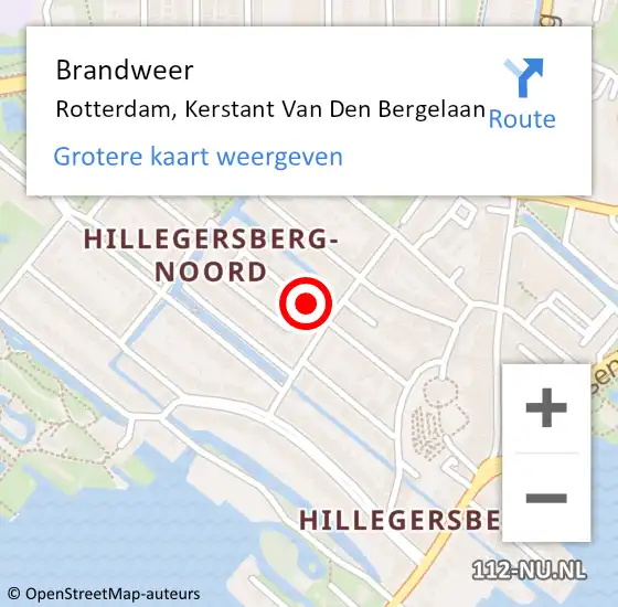 Locatie op kaart van de 112 melding: Brandweer Rotterdam, Kerstant Van Den Bergelaan op 2 november 2018 00:08