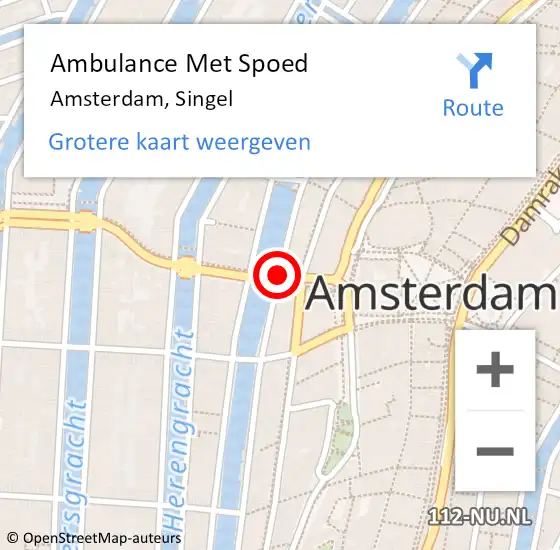 Locatie op kaart van de 112 melding: Ambulance Met Spoed Naar Amsterdam, Singel op 2 november 2018 01:54
