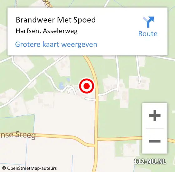 Locatie op kaart van de 112 melding: Brandweer Met Spoed Naar Harfsen, Asselerweg op 2 november 2018 09:26