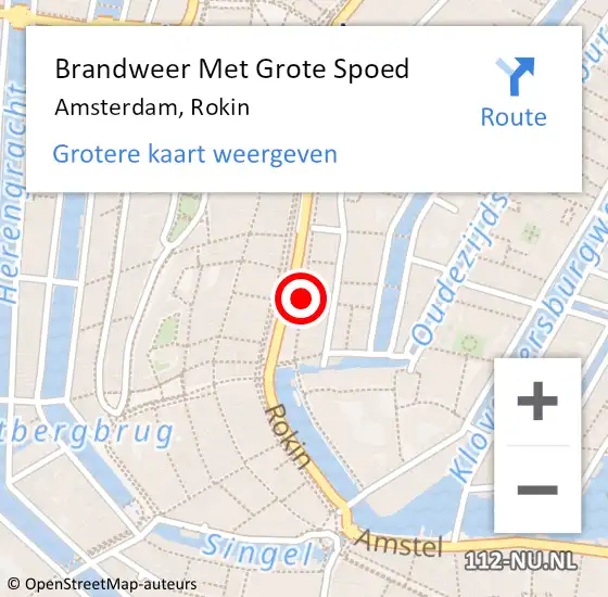 Locatie op kaart van de 112 melding: Brandweer Met Grote Spoed Naar Amsterdam, Rokin op 2 november 2018 15:08