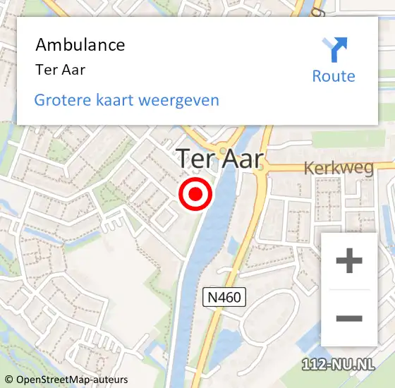 Locatie op kaart van de 112 melding: Ambulance Ter Aar op 2 november 2018 16:11