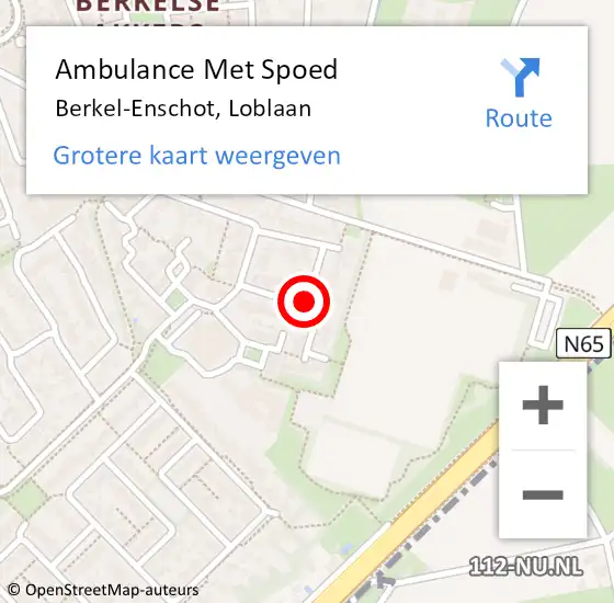Locatie op kaart van de 112 melding: Ambulance Met Spoed Naar Berkel-Enschot, Loblaan op 2 november 2018 17:40