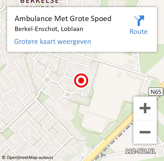 Locatie op kaart van de 112 melding: Ambulance Met Grote Spoed Naar Berkel-Enschot, Loblaan op 2 november 2018 17:43