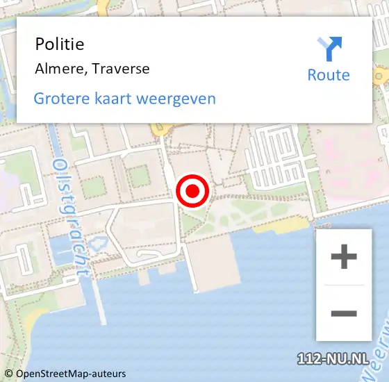 Locatie op kaart van de 112 melding: Politie Almere, Traverse op 2 november 2018 17:48