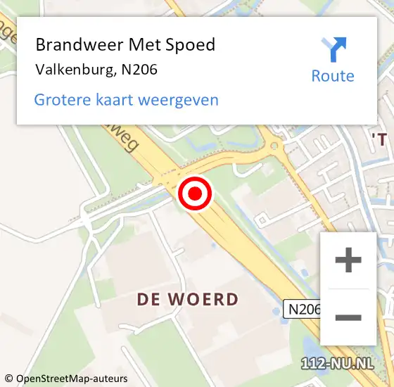 Locatie op kaart van de 112 melding: Brandweer Met Spoed Naar Valkenburg, N206 op 2 november 2018 19:06