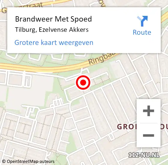 Locatie op kaart van de 112 melding: Brandweer Met Spoed Naar Tilburg, Ezelvense Akkers op 2 november 2018 22:42