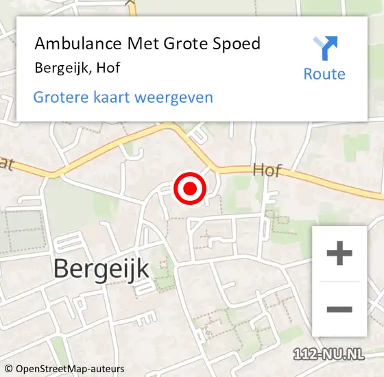 Locatie op kaart van de 112 melding: Ambulance Met Grote Spoed Naar Bergeijk, Hof op 3 november 2018 07:48