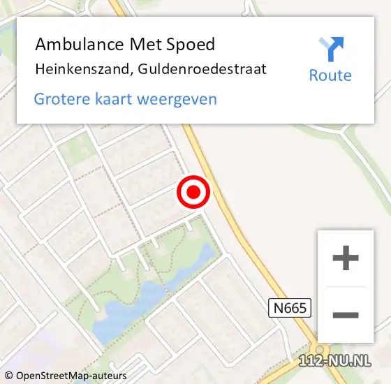 Locatie op kaart van de 112 melding: Ambulance Met Spoed Naar Heinkenszand, Guldenroedestraat op 3 november 2018 08:20