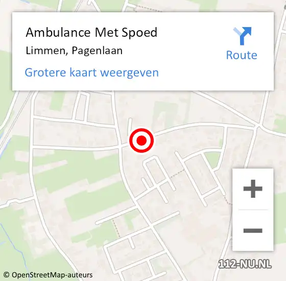 Locatie op kaart van de 112 melding: Ambulance Met Spoed Naar Limmen, Pagenlaan op 3 november 2018 09:31
