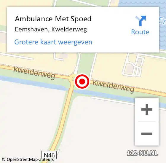 Locatie op kaart van de 112 melding: Ambulance Met Spoed Naar Eemshaven, Kwelderweg op 3 november 2018 11:54