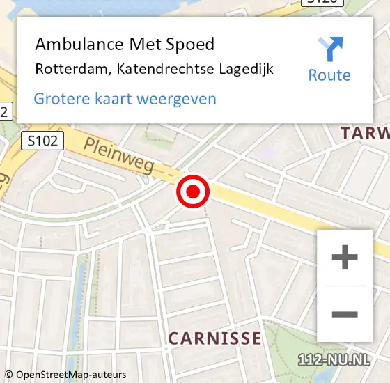 Locatie op kaart van de 112 melding: Ambulance Met Spoed Naar Rotterdam, Katendrechtse Lagedijk op 3 november 2018 20:43