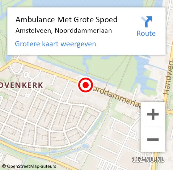 Locatie op kaart van de 112 melding: Ambulance Met Grote Spoed Naar Amstelveen, Noorddammerlaan op 3 november 2018 21:37