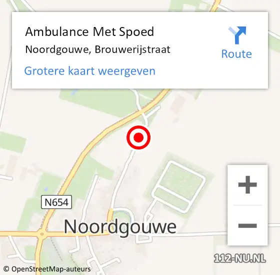 Locatie op kaart van de 112 melding: Ambulance Met Spoed Naar Noordgouwe, Brouwerijstraat op 3 november 2018 22:15